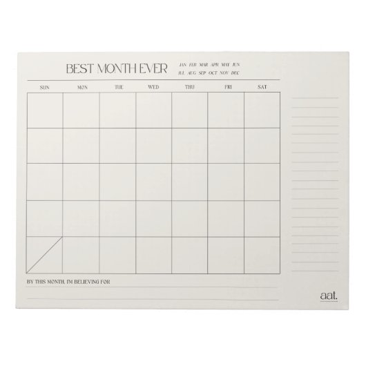 Beste maandplanner 11 inch x 8,5 inch Notitieblok  (Voorkant)
