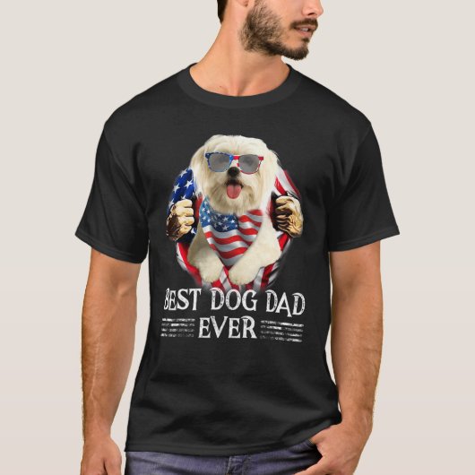 Beste Maltese vader ooit Amerikaanse vlag 4th of J T-shirt (Voorkant)
