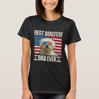 Beste Maltese vader Ooit Amerikaanse vlag Hondenli T-shirt