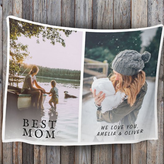 Beste mam 2 Aangepaste fotocollage Moeder Fleece Deken