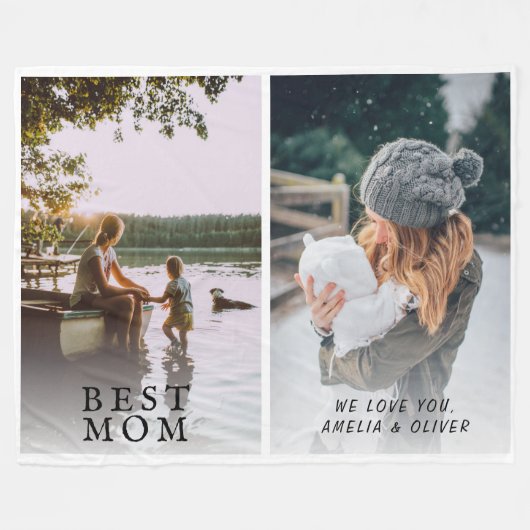 Beste mam 2 Aangepaste fotocollage Moeder Fleece Deken (Voorkant (Horizontaal))