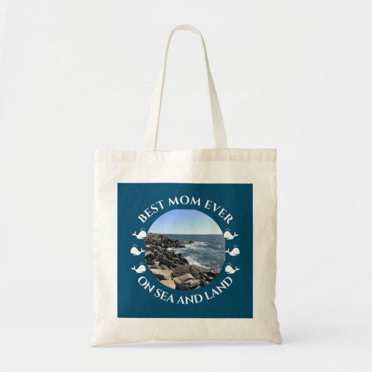 Beste Mam Atlantic Ocean Waves van het Zee Blue Ta Tote Bag (Voorkant)