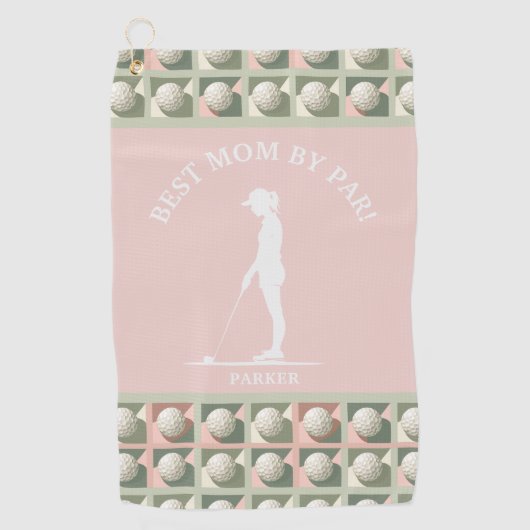 Beste Mam By Par Roze Monogrammed Golfhanddoek (Voorkant)