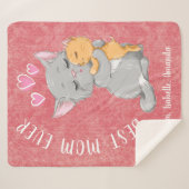 beste mam-cadeauidee, hart schattig Cat familie ro Sherpa Deken (Voorkant (horizontaal))