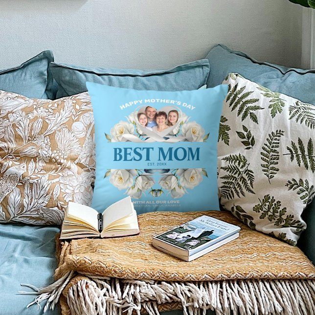 Beste Mam Custom Foto Bloemen Moederdag Gift Kussen (Creator heeft geüpload)