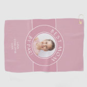 Beste Mam Door Par Golfer Foto Leuk Gift Pink Cust Golfhanddoek (Horizontaal)