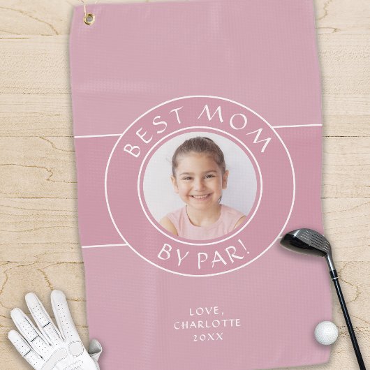 Beste Mam Door Par Golfer Foto Leuk Gift Pink Cust Golfhanddoek