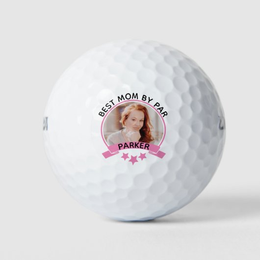 Beste mam door roze foto op maat golfballen (Voorkant)