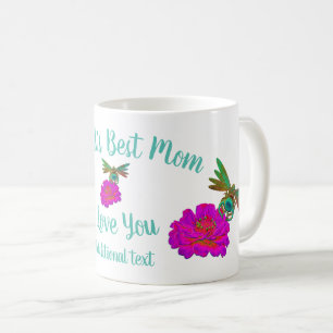 Beste mam Dragonfly Zinnia gepersonaliseerd Koffiemok