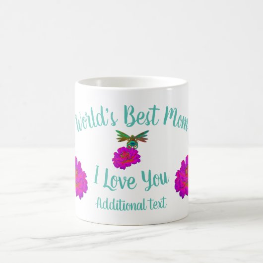 Beste mam Dragonfly Zinnia gepersonaliseerd Koffiemok (Center)