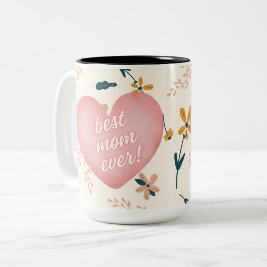 Beste Mam Ever Wildflower Foto Moederdag Mok (Voorkant links)