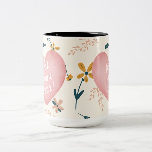 Beste Mam Ever Wildflower Foto Moederdag Mok (Center)