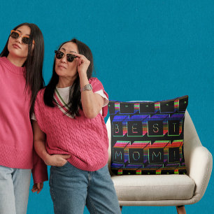 Beste mam Filtreerde gekleurde Blokken Zwarte Acht Kussen