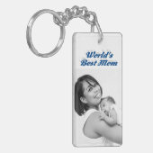 Beste mam foto blauwe tekst zee sleutelhanger (Voorkant Links)