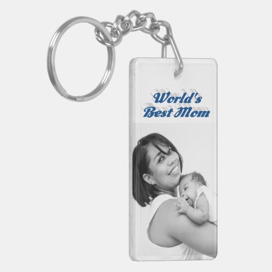 Beste mam foto blauwe tekst zee sleutelhanger (Voorkant Links)