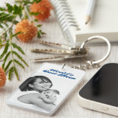 Beste mam foto blauwe tekst zee sleutelhanger (Voorkant Rechts)