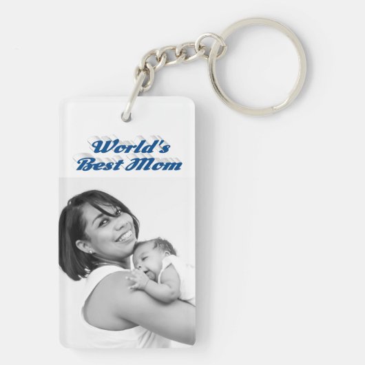 Beste mam foto blauwe tekst zee sleutelhanger (achterkant)