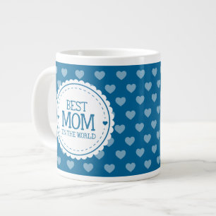 Beste mam in het World Blue White Hearts en Circle Grote Koffiekop