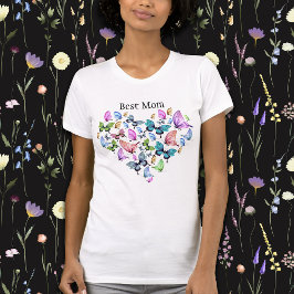 Beste mam, kleurrijke Butterflies Heart V Neck T-shirt