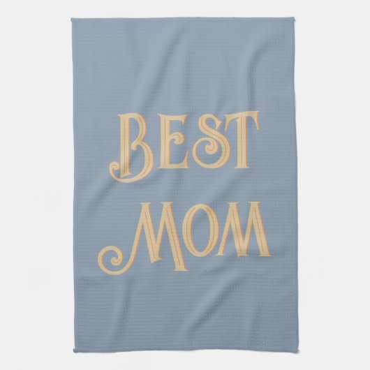 Beste mam | kleutertypografie van de mosterd Blue Theedoek (Verticaal)