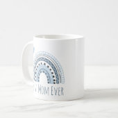 Beste mam met blauwe regenboog koffiemok (Voorkant links)