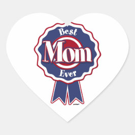 Beste mam met blauwe ribbon hart sticker