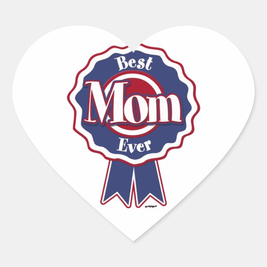 Beste mam met blauwe ribbon hart sticker (Voorkant)