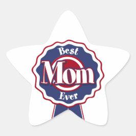 Beste mam met blauwe ribbon ster sticker