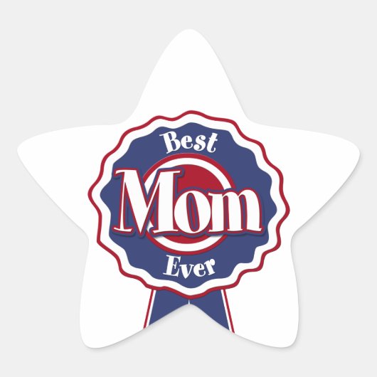 Beste mam met blauwe ribbon ster sticker (Voorkant)