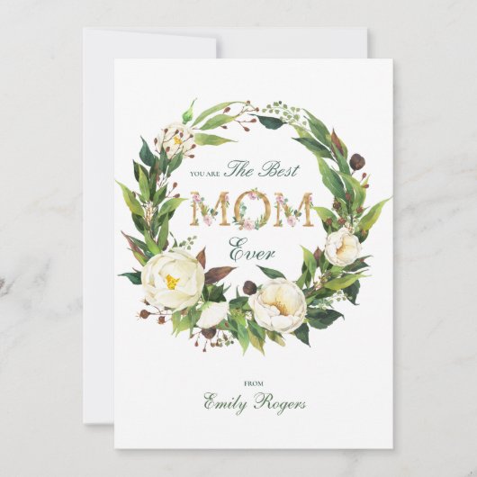 Beste mam met goudbloem save the date (Voorkant)