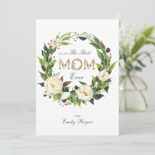 Beste mam met goudbloem save the date (Staand voorkant)