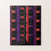 Beste mam met kleurenblokken en zwarte achtergrond legpuzzel (Verticaal)