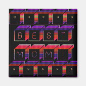 Beste mam met kleurenblokken en zwarte achtergrond magneet (Voorkant)