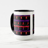 Beste mam met kleurenblokken en zwarte achtergrond mok (Voorkant links)