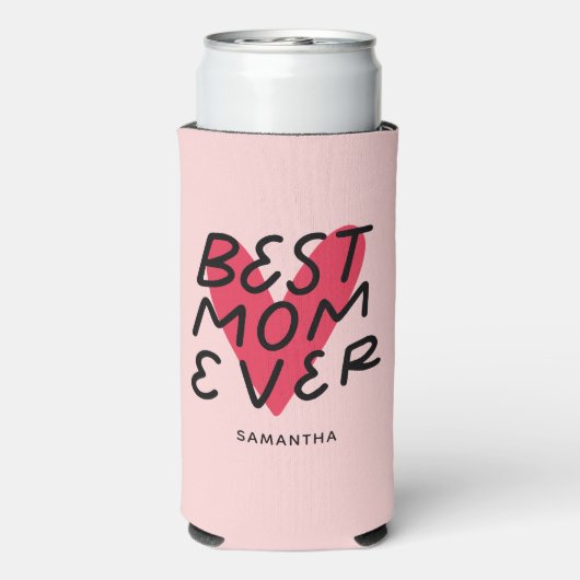 Beste mam met moderne handenbriefing Moederdag Seltzer Blikjeskoeler (Seltzer Achterkant)