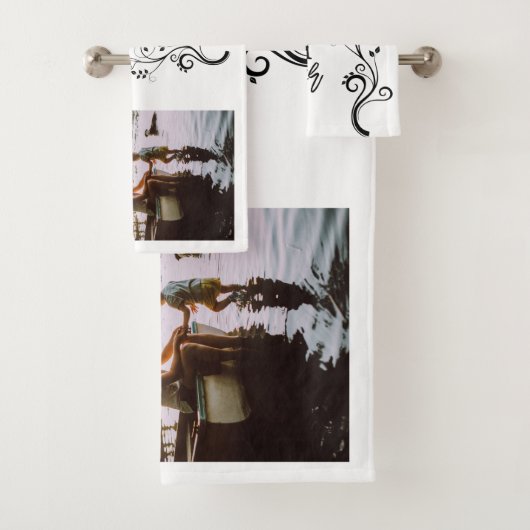 Beste mam Modern Foliage 2 Aangepaste foto's Moede Bad Handdoek (Insitu)