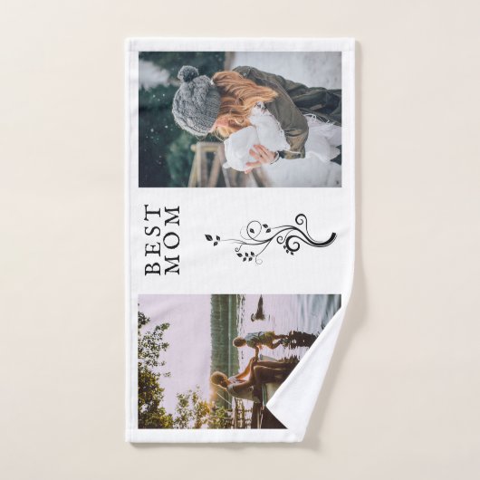 Beste mam Modern Foliage 2 Aangepaste foto's Moede Bad Handdoek (Handdoek)