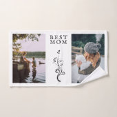 Beste mam Modern Foliage 2 Aangepaste foto's Moede Bad Handdoek (Handdoek)