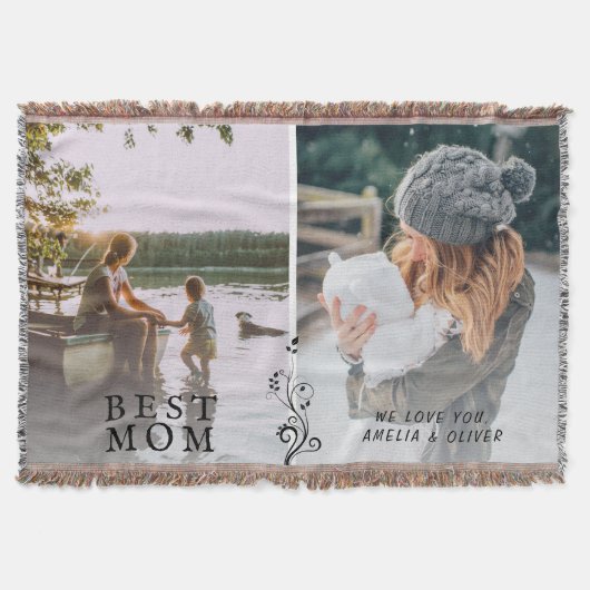 Beste mam Modern Foliage 2 Aangepaste foto's Moede Deken (Voorkant)