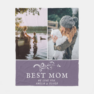Beste mam Modern Foliage 2 Aangepaste foto's Moede Fleece Deken