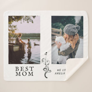 Beste mam Modern Foliage 2 Aangepaste foto's Moede Sherpa Deken