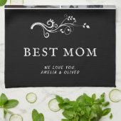 Beste mam Modern Foliage 2 Aangepaste foto's Moede Theedoek (Gevouwen)