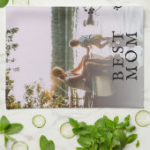 Beste mam Modern Foliage 2 Aangepaste foto's Moede Theedoek (Gevouwen)