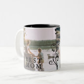 Beste mam Modern Foliage 2 Aangepaste foto's Moede Tweekleurige Koffiemok (Voorkant links)