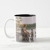 Beste mam Modern Foliage 2 Aangepaste foto's Moede Tweekleurige Koffiemok (Links)