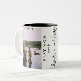 Beste Mam Modern Foliage 2 Aangepaste foto's Tweekleurige Koffiemok