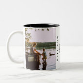 Beste Mam Modern Foliage 2 Aangepaste foto's Tweekleurige Koffiemok (Links)