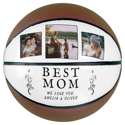 Beste mam Modern Foliage 3 Aangepaste foto's Moede Basketbal (Voorkant)