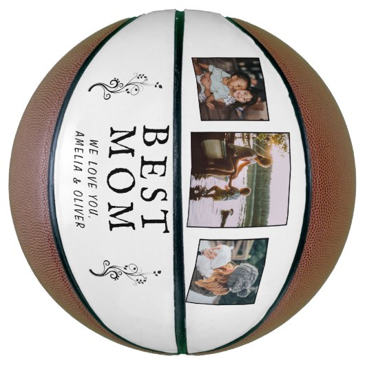 Beste mam Modern Foliage 3 Aangepaste foto's Moede Basketbal (Verticaal)