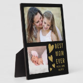 Beste mam ooit 2 Foto Collage Black en Gold Fotoplaat (Zijkant)